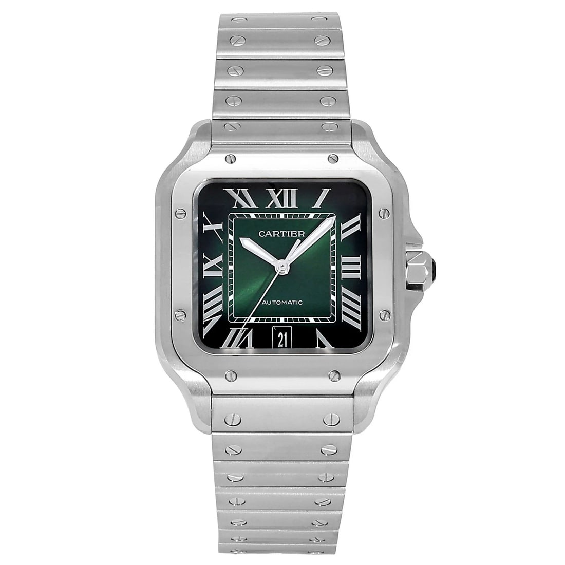 CARTIER SANTOS DE CARTIER WATCH LM GREEN ROME DIAL WATCH (1 of 4)