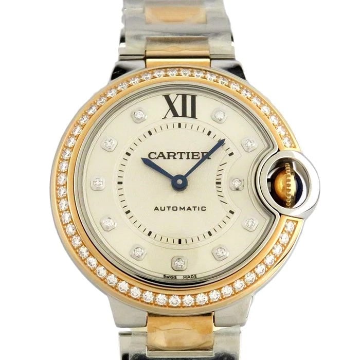 CARTIER BALLON BLEU SILVER DIAL WATCH: Cartier Ballon Bleu Silver Dial Watch Brand: Cartier Type: Wristwatch Material: stainless Pink gold diamond Color: Dial color Silver Size: Case size: 33.0mm Accessories: None Accessories N