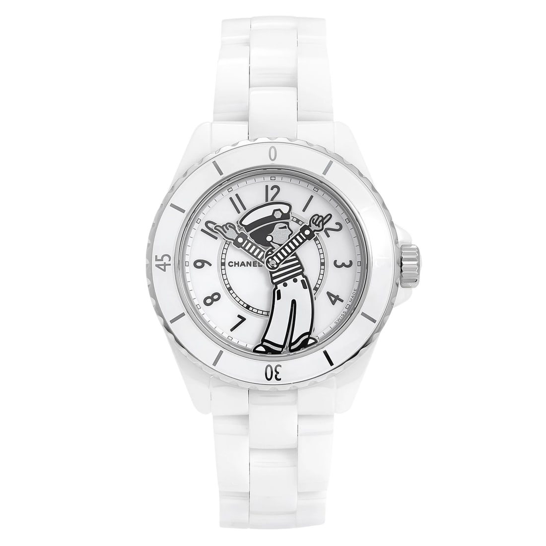 CHANEL LA PAUSA LIMITED QUANTITY WHITE DIAL WATCH: CHANEL La Pausa Limited Quantity white Dial Watch Brand: CHANEL Type: Wristwatch Material: stainless ceramic, white ceramic stainless Color: Dial color white Size: Bracelet size: 18.0cm Case size: 33.