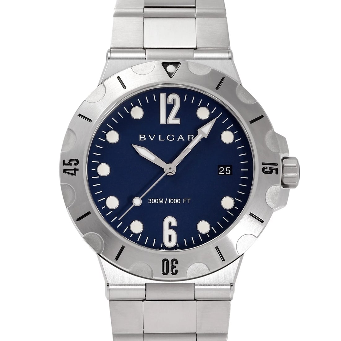 BVLGARI DIAGONO PROFESSIONAL SCUBA BLUE DIAL WATCH: BVLGARI Diagono Professional Scuba blue Dial Watch Brand: BVLGARI Type: Wristwatch Material: ss Color: Dial color blue Size: Bracelet size: 20.0cm Case size: 41.0mm Accessories: None Acces
