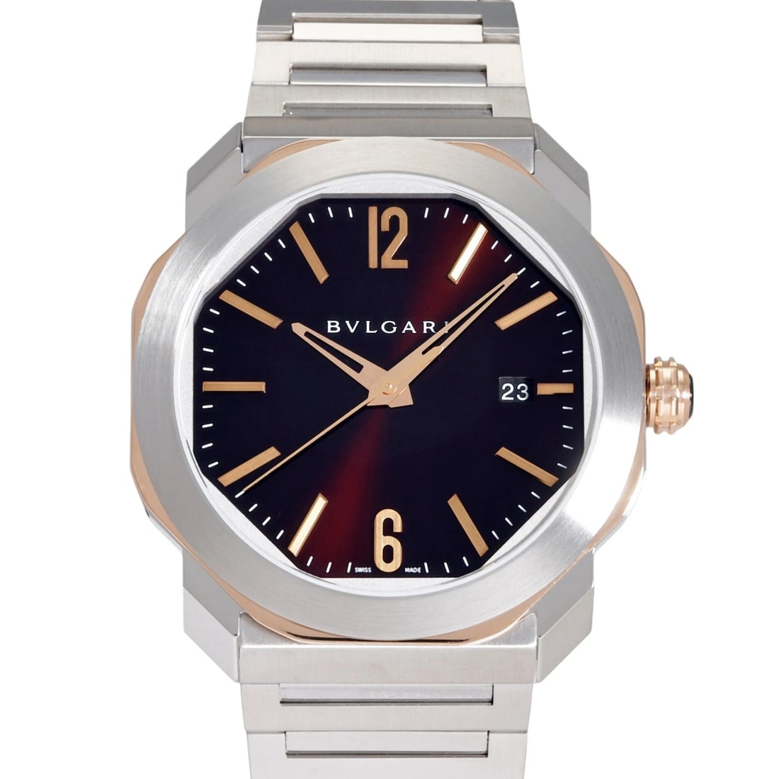 BVLGARI OCTO ROME BROWN DIAL WATCH: BVLGARI Octo Rome Brown Dial Watch Brand: BVLGARI Type: Wristwatch Material: ss Color: Dial color Brown Size: Bracelet size: 20.0cm Case size: 41.0mm Accessories: None Accessories Notice: