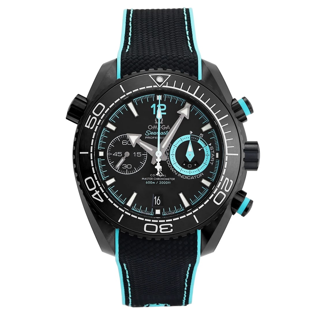 OMEGA SEAMASTER PLANET OCEAN BLACK DIAL WATCH: OMEGA Seamaster Planet Ocean black Dial Watch Brand: OMEGA Type: Wristwatch Material: Ceremic rubber Color: Dial color black Size: Bracelet size: 19.0cm Case size: 45.0mm Accessories: None