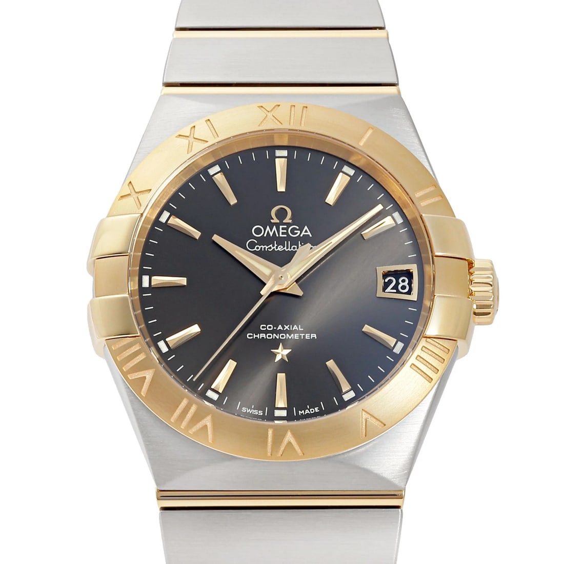 OMEGA CONSTELLATION GRAY DIAL WATCH: OMEGA Constellation gray Dial Watch Brand: OMEGA Type: Wristwatch Material: SS YG SS YG Color: Dial color gray Size: Bracelet size: 18.0cm Case size: 38.0mm Accessories: None Accessories N