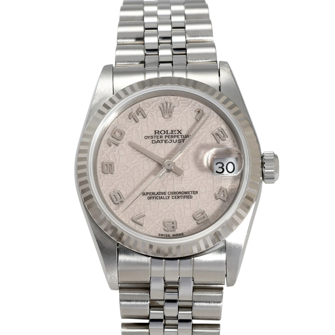 ROLEX DATEJUST IVORY/ARABIC DIAL WATCH: Rolex Datejust ivory/arabic Dial Watch Brand: Rolex Type: Wristwatch Material: stainless 18k white gold stainless Color: Dial color ivory/arabic Size: Bracelet size: 18.0cm Case size: 31.0mm Acces