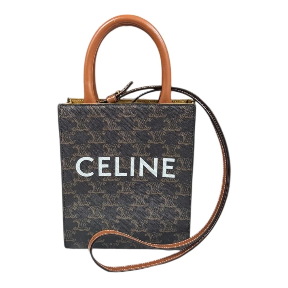 CELINE SHOULDER BAG COATED CANVAS 2WAY: CELINE Shoulder Bag Coated canvas 2way Brand: CELINE Type/Style: Shoulder Bag Material: Exterior Material Coated canvas Color: Exterior Color Brown / Tan Size: W6.5 x H7.9 x D2.4inch Handle:9.4inch
