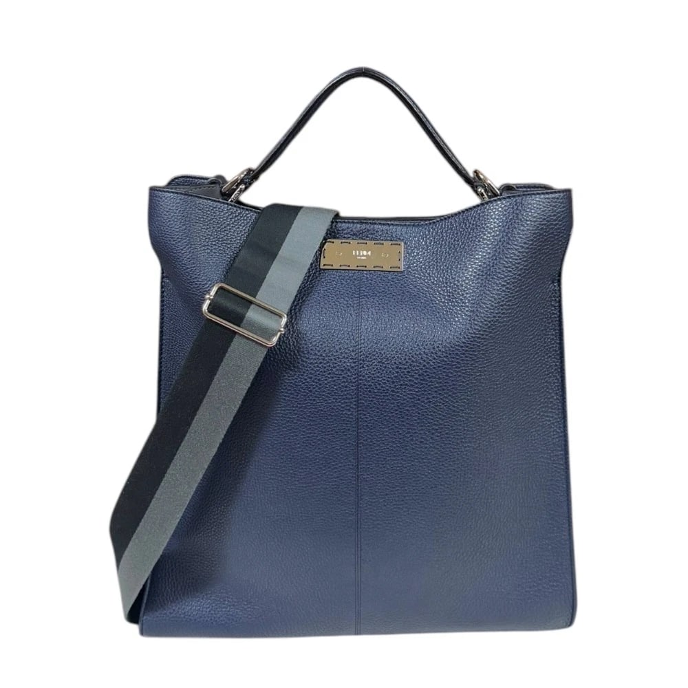 FENDI TOTE BAG LEATHER 2WAY: FENDI Tote Bag leather 2way Brand: FENDI Type/Style: Tote Bag Material: Exterior Material leather Color: Exterior Color Navy Size: W13.8 x H14.6 x D4.7inch Handle:11.0inch Accessories: None