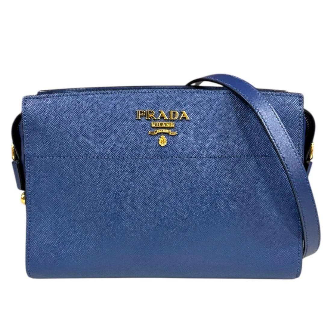 PRADA SHOULDER BAG CROSS BODY LEATHER: PRADA Shoulder Bag Cross Body leather Brand: PRADA Type/Style: Shoulder Bag Material: Exterior Material leather Color: Exterior Color blue Size: W9.4 x H6.5 x D3.5inch Accessories: None Ac