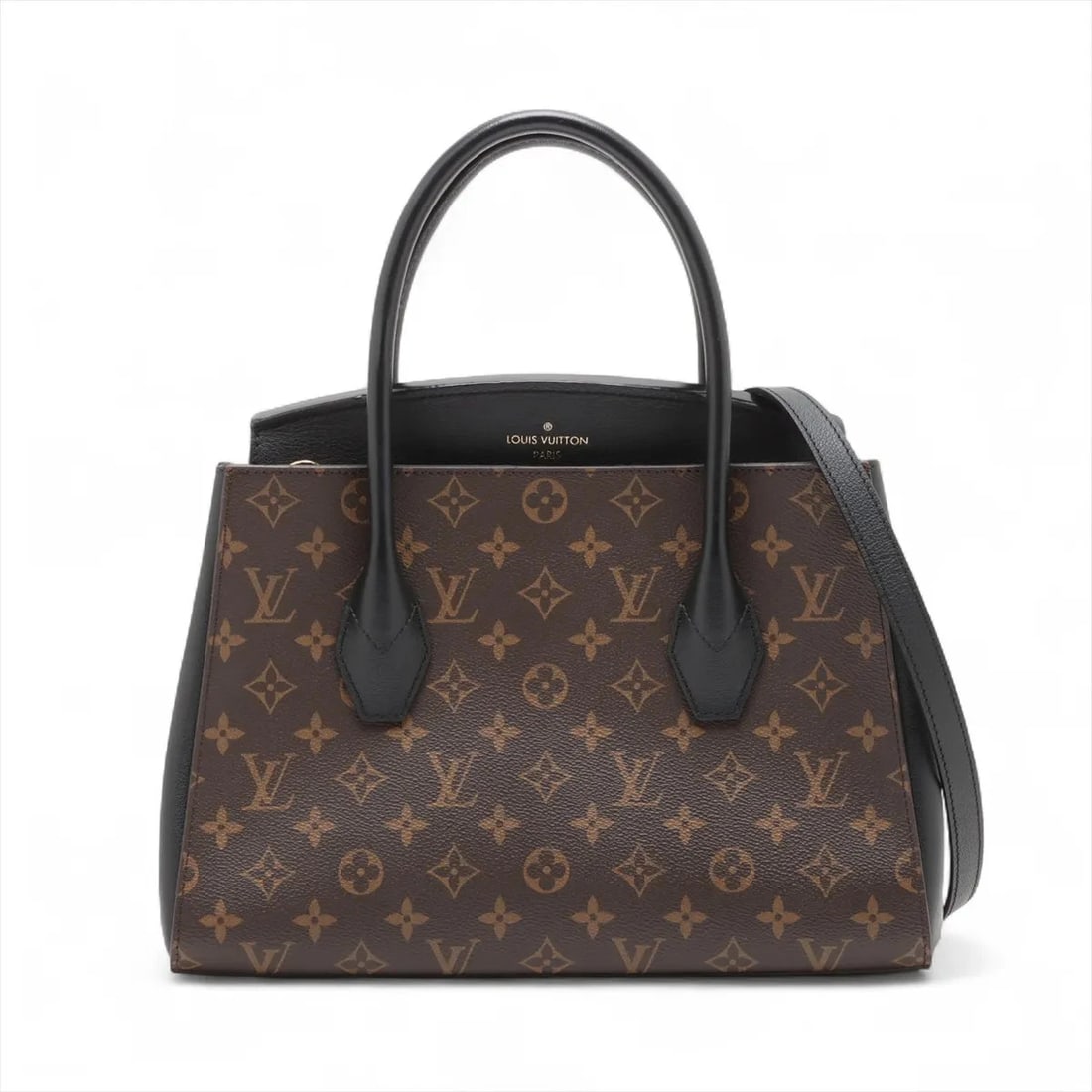 LOUIS VUITTON MONOGRAM X LEATHER FLORINE HANDBAG: Louis Vuitton monogram x leather Florine Handbag Brand: Louis Vuitton Type/Style: Hand bag Material: NONE Color: Brown x black Size: Height:10.0inch Length:12.8inch Depth:5.3inch Handle height:4.1inch