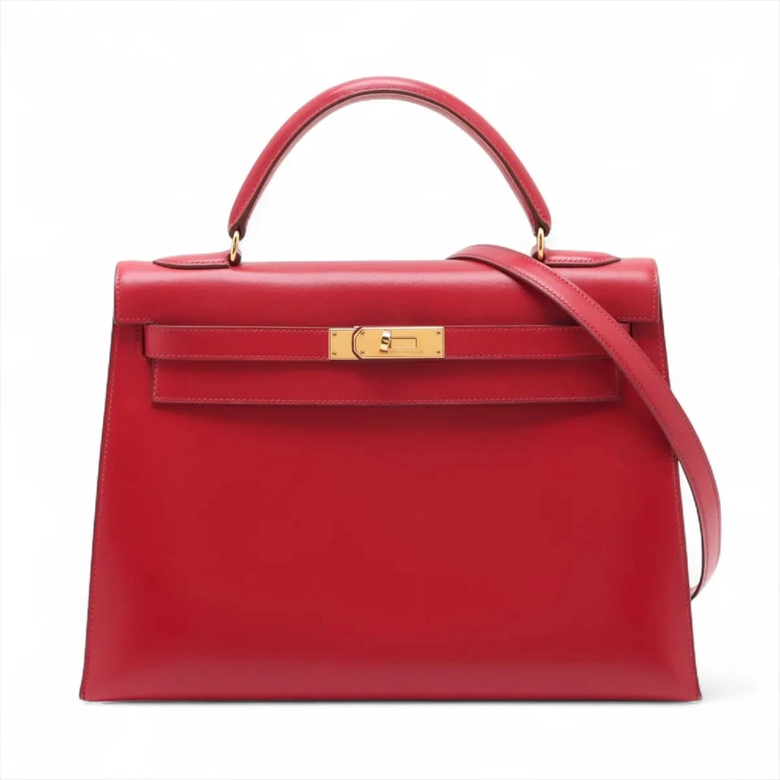 HERMES KELLY 32 SERIE BOX CALF ROUGE VIF HANDBAG: Hermes Kelly 32 Serie Box calf Rouge vif Handbag Brand: Hermès Type/Style: Hand bag Material: Box calf Color: Rouge vif Size: Height:8.7inch Length:13.0inch Depth:4.7inch Handle height:3.5inch Acc