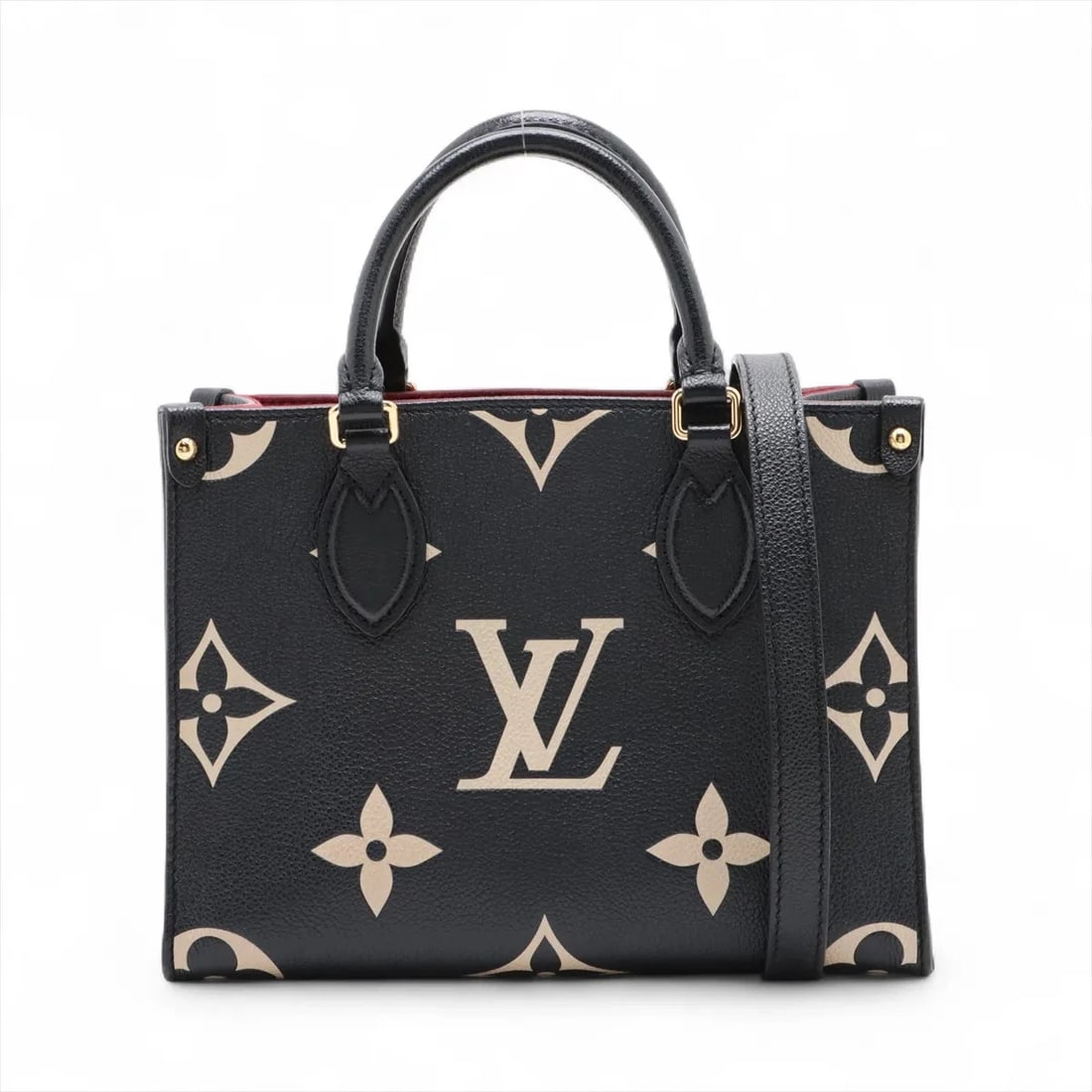 LOUIS VUITTON BICOLOR MONOGRAM EMPREINTE ON THE GO PM HANDBAG: Louis Vuitton bicolor monogram empreinte On the Go PM Handbag Brand: Louis Vuitton Type/Style: Hand bag Material: NONE Color: Black Size: Height:7.5inch Length:9.8inch Depth:4.5inch Handle height:3.5i
