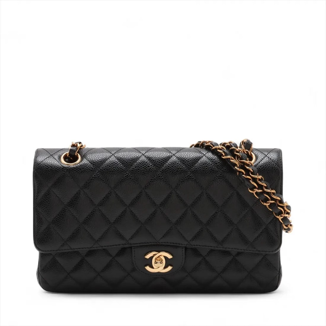 CHANEL MATELASSE 25 GRAINED CALFSKIN CHAIN BAG SHOULDER BAG: Chanel Matelasse 25 Grained Calfskin Chain Bag Shoulder bag Brand: Chanel Type/Style: Shoulder bag Material: Caviar Skin Color: Black Size: Height:5.9inchLength:10.0inchDepth:2.4inch Accessories:
