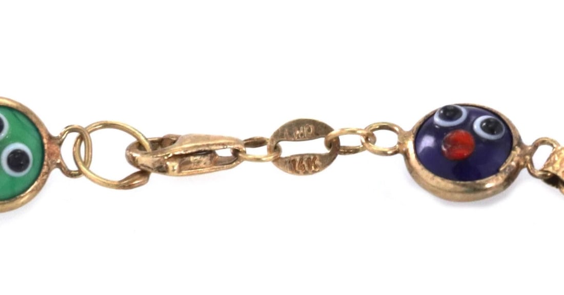 MULTICOLOR ENAMEL DOUBLE SIDED BEAD LINK BRACELET - 3