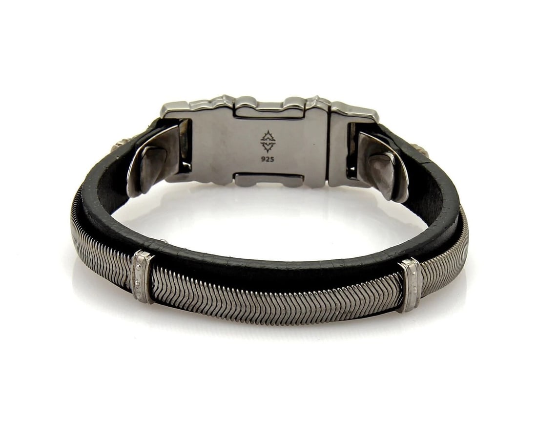 STEPHEN WEBSTER STERLING BLACK ROSE GOLD LEATHER BRACELET (1 of 3)