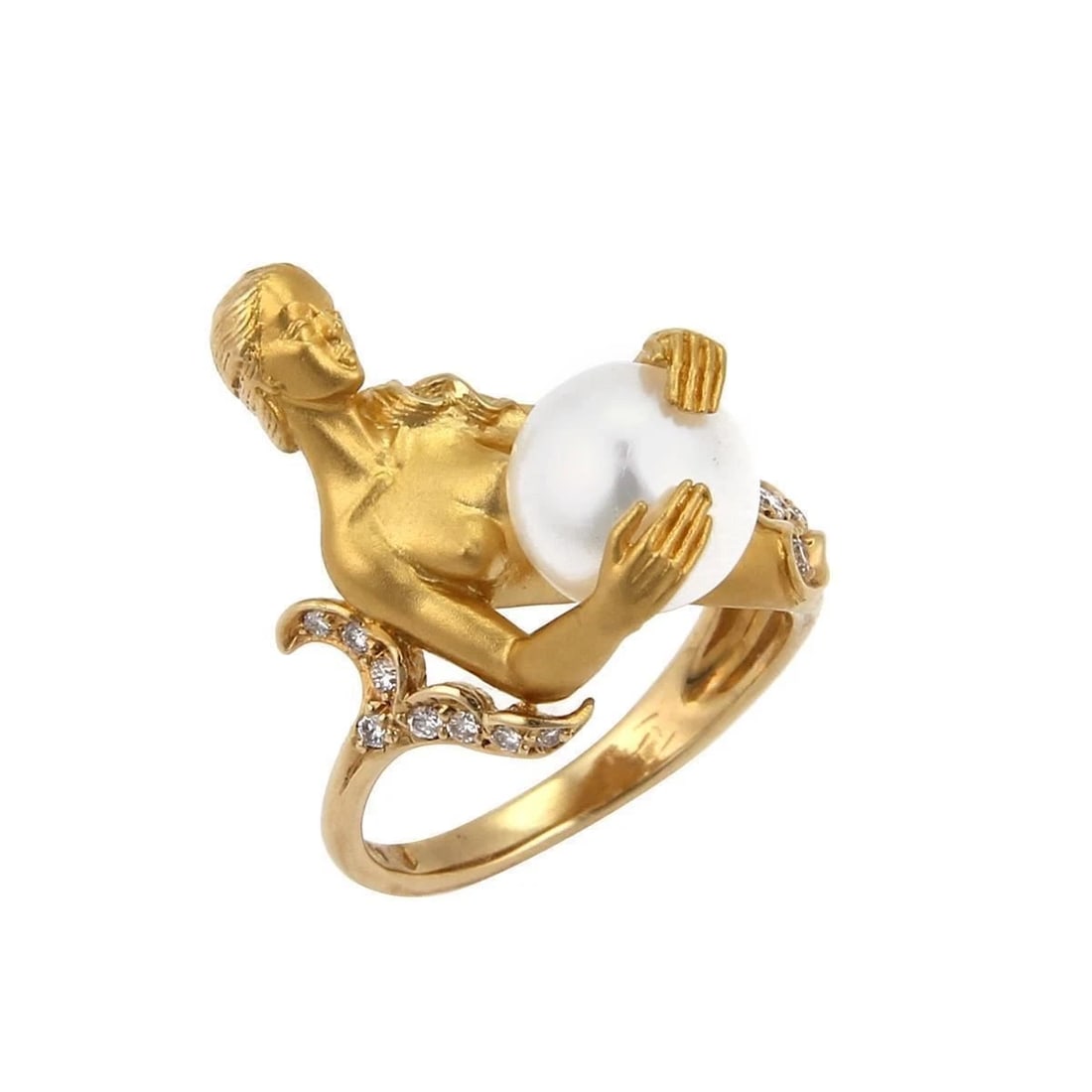 CARRERA Y CARRERA DIAMOND PEARL 18K YELLOW GOLD RING: Carrera y Carrera Diamond Pearl 18k Yellow Gold Ring Brand: Carrera y Carrera Type/Style: Ring Material: 18k yellow and white gold Color: None Size: 5 US Accessories: None Accessories Noti