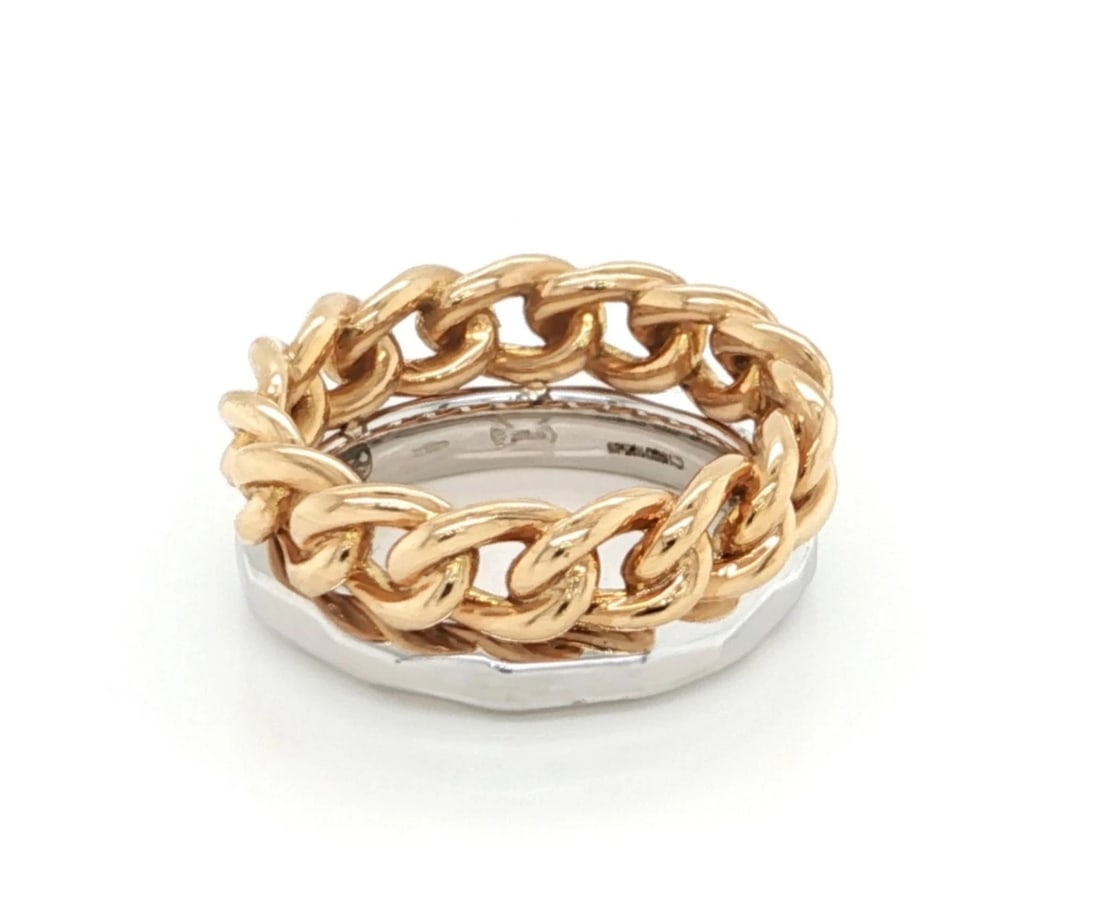 POMELLATO MILANO DOUBLE STACK CHAIN BAND RING - 2