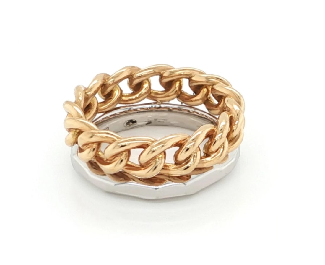 POMELLATO MILANO DOUBLE STACK CHAIN BAND RING - 3