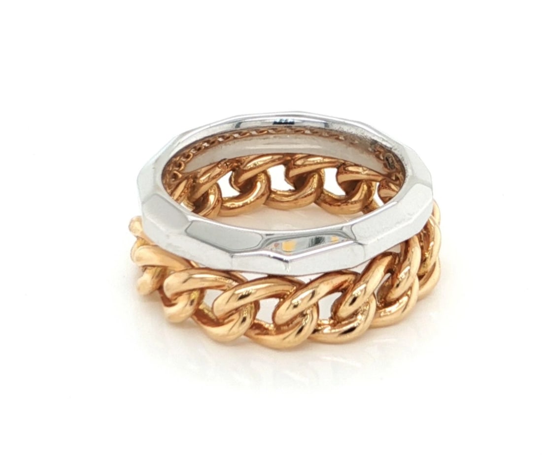 POMELLATO MILANO DOUBLE STACK CHAIN BAND RING - 4