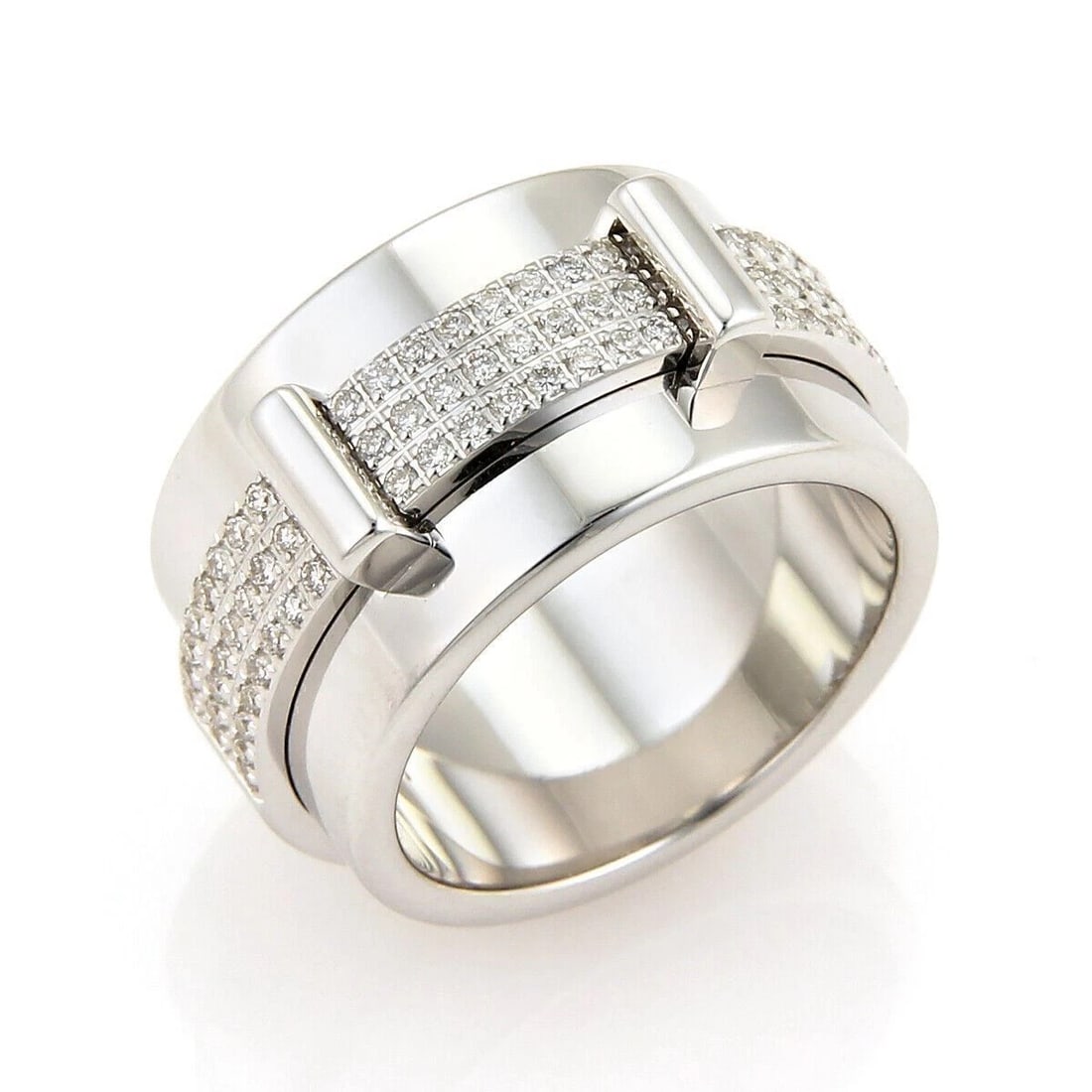 ASPREY KERIA 18K WHITE GOLD & DIAMOND WIDE BAND RING (1 of 3)