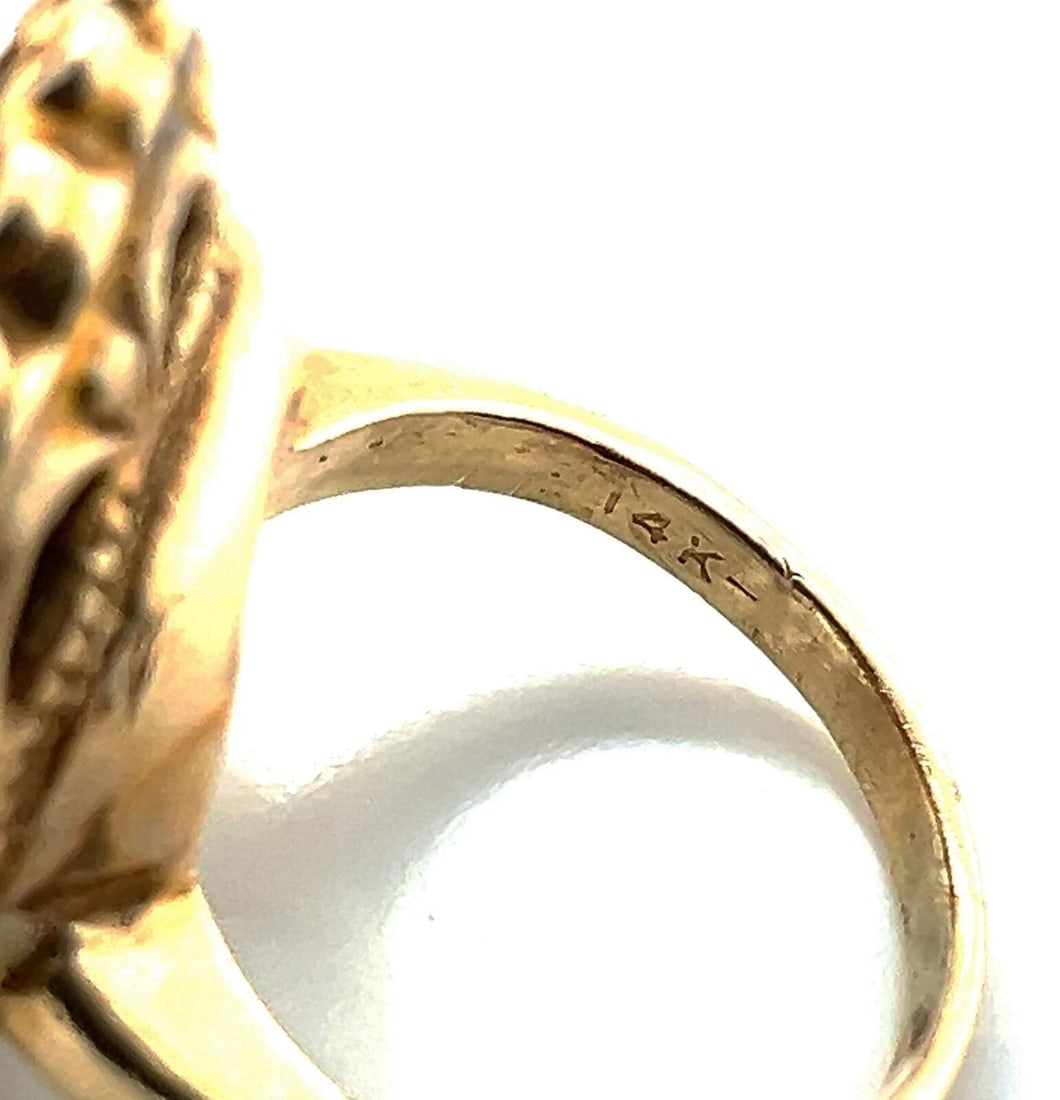 SAPPHIRE RUBY ETRUSCAN 14K YELLOW GOLD RING - 5