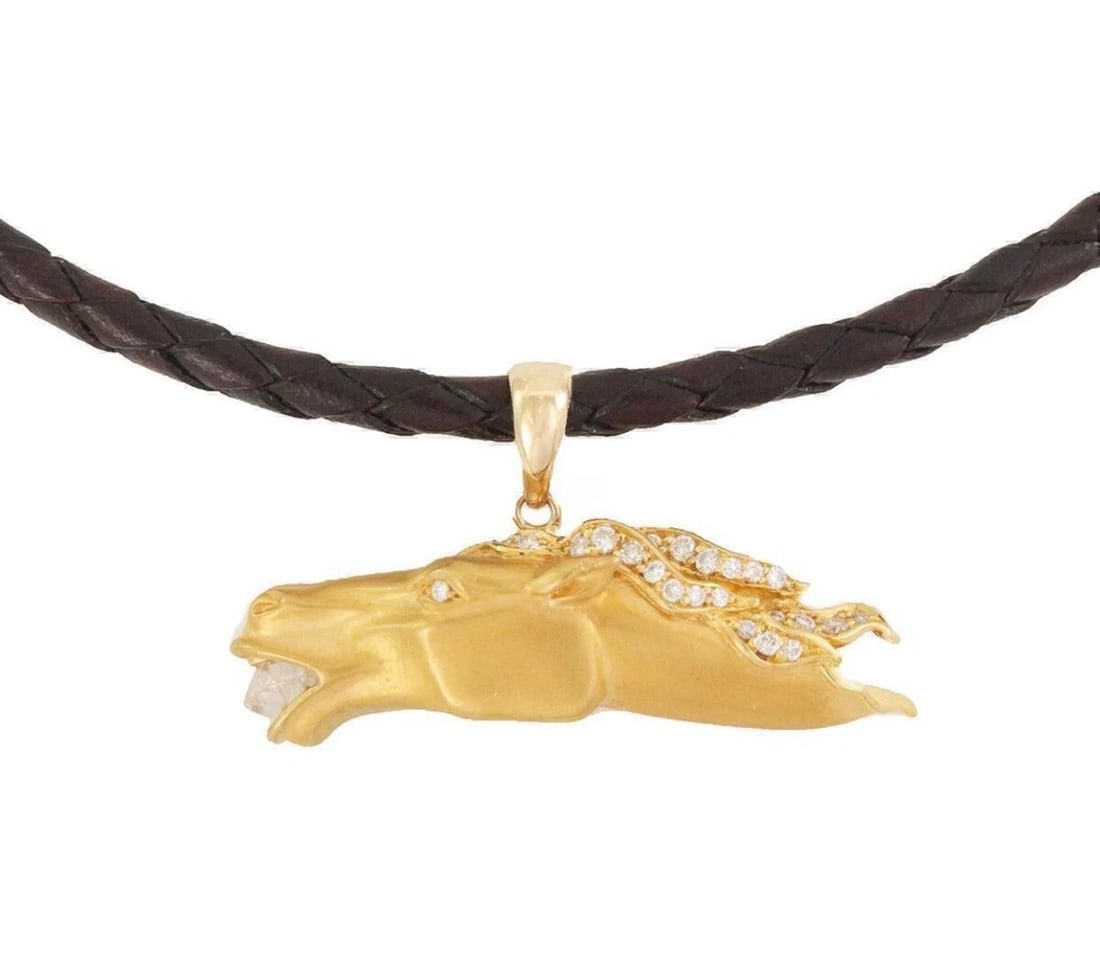 CARRERA Y CARRERA DIAMOND 18K YELLOW GOLD HORSE PENDANT NECKLACE (1 of 4)