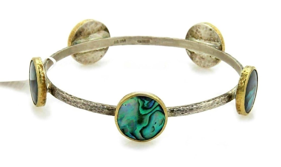 GURHAN SURF PAUA 24K GOLD & STERLING SILVER 5 STATION BANGLE (1 of 2)