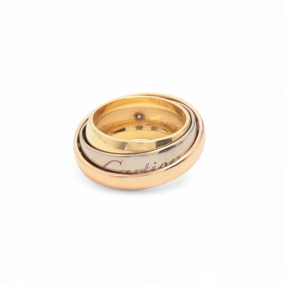 CARTIER TRINITY MAST ESSENCE RING: Cartier Trinity Mast essence Ring Brand: Cartier Type/Style: Ring Material: 750(YG×PG×WG) Color: Not Specified Size: 5.5 - 5.75 US/ Accessories: None Accessories Notice: When purchasing pr