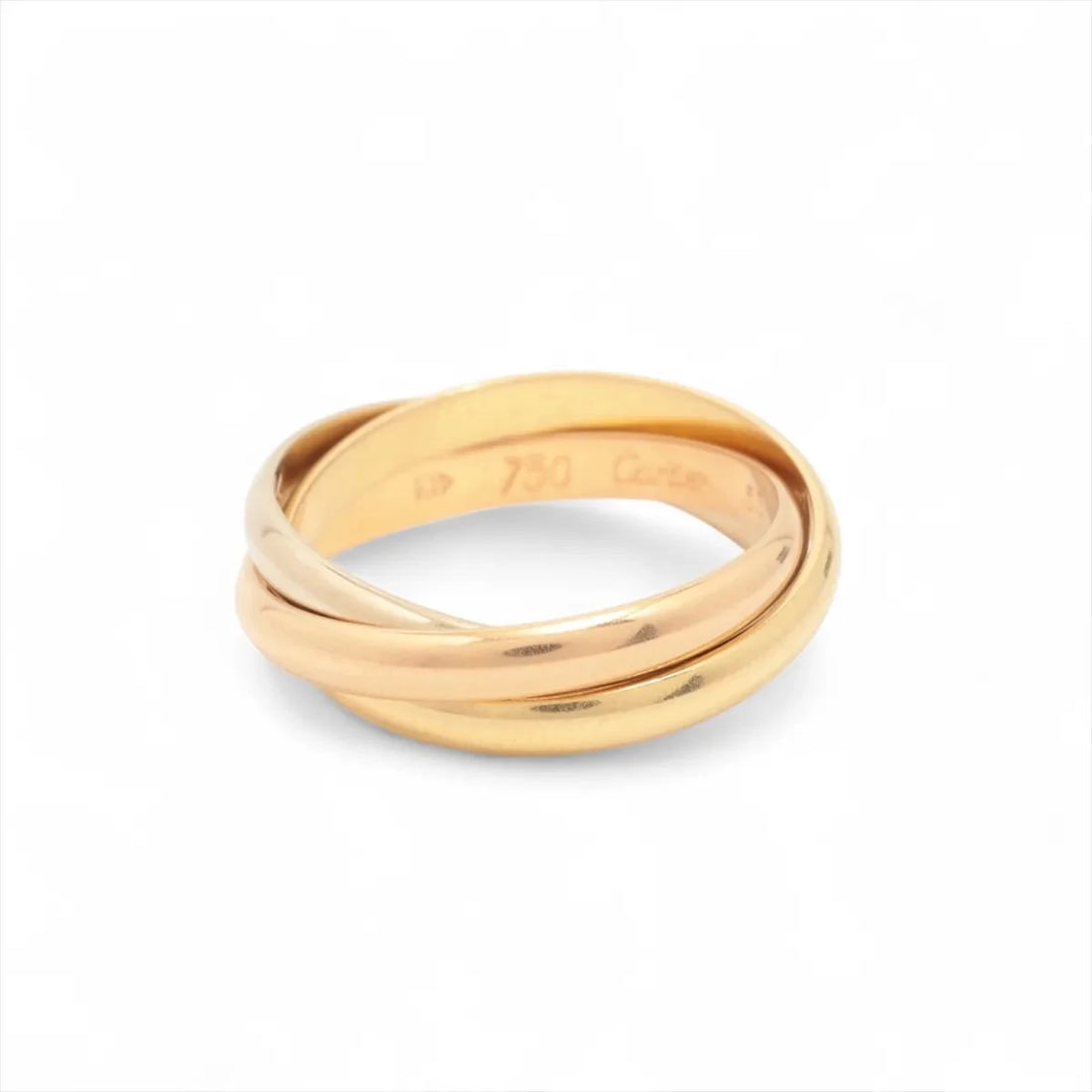 CARTIER TRINITY RING 750: Cartier Trinity Ring 750 Brand: Cartier Type/Style: Ring Material: 750(YG×PG×WG) Color: Not Specified Size: 6.25 - 6.5 US Accessories: None Accessories Notice: When purchasing pre-owned goods,