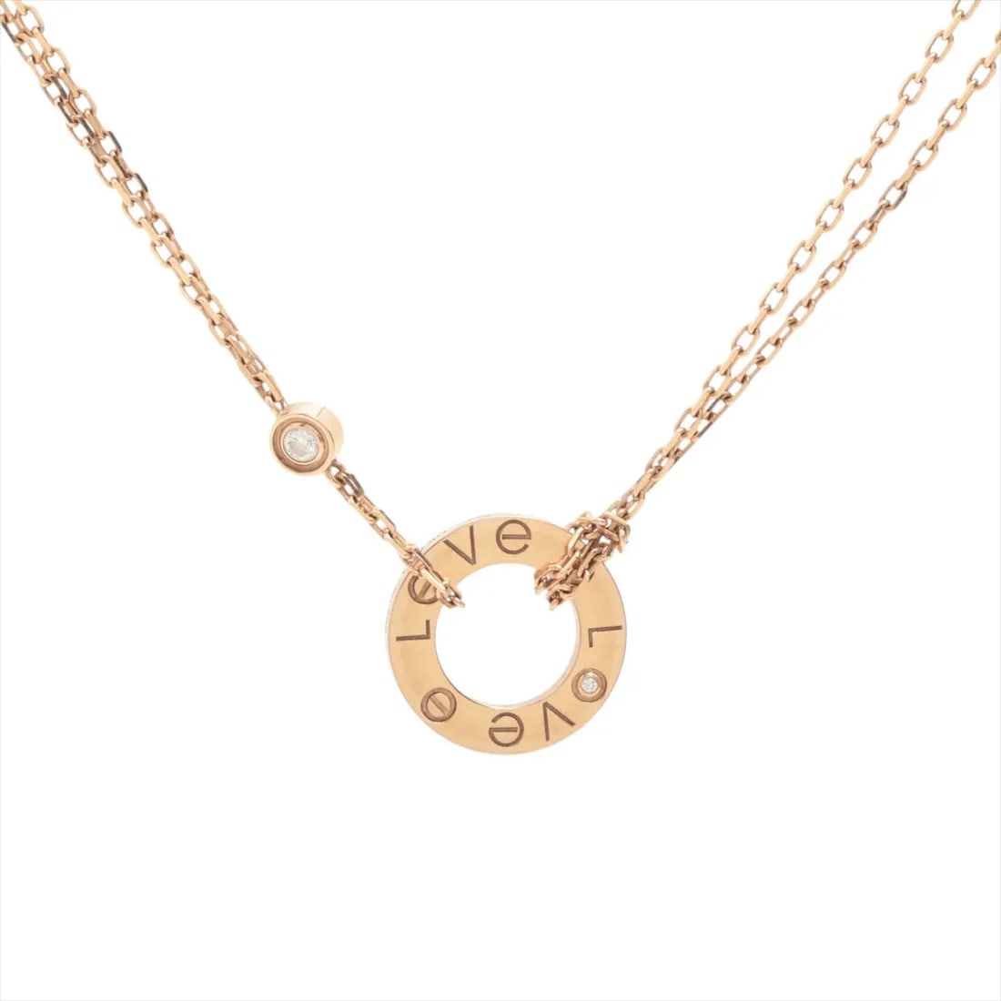 CARTIER LOVE CIRCLE 2P DIAMOND NECKLACE: Cartier Love Circle 2P diamond Necklace Brand: Cartier Type/Style: Necklace Material: 18k Pink Gold, Main Stone/Creation Natural Color: Not Specified Size: (CM) Chain length:41 (Inch) Chain