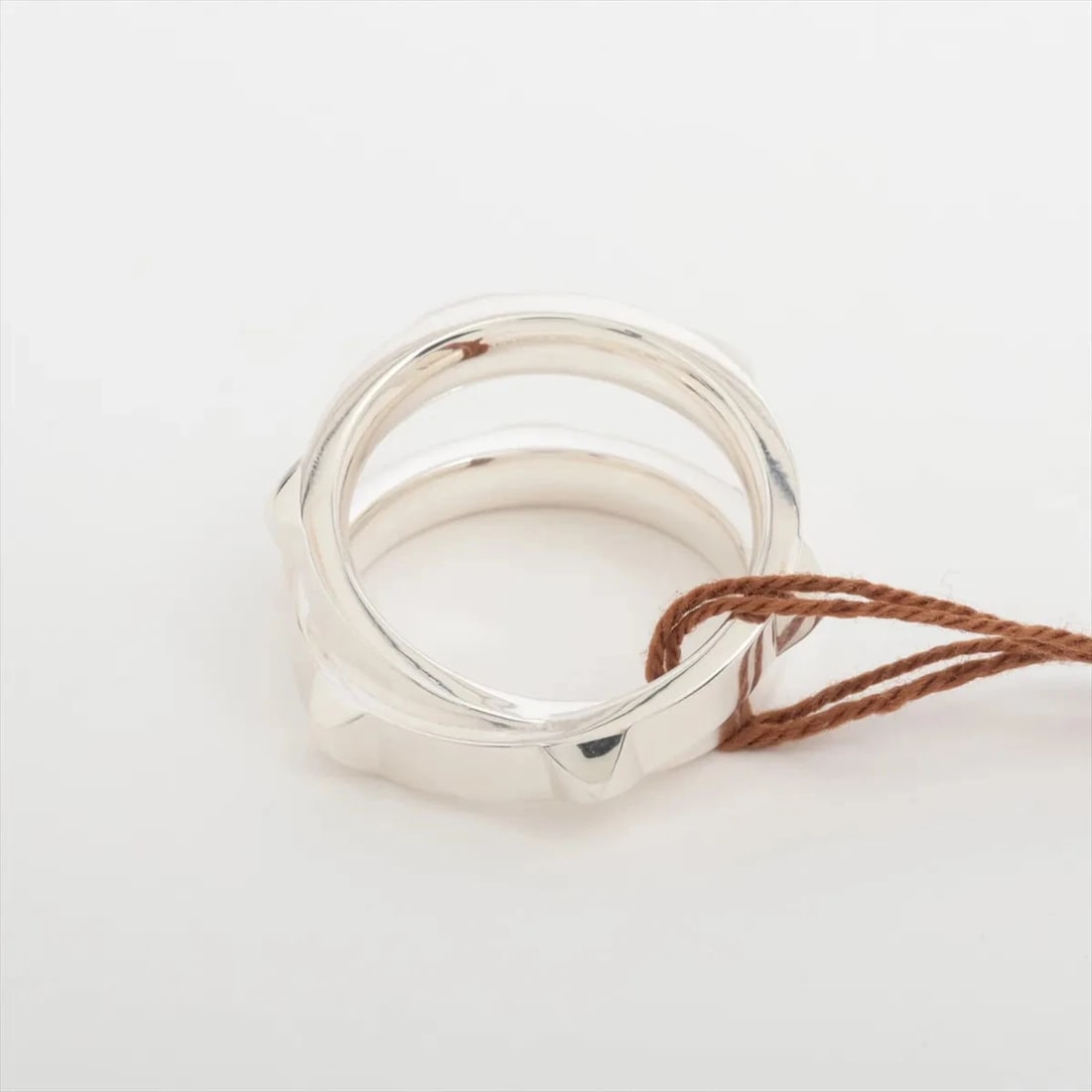 HERMES MINI CREW DOUBLE RING: Hermes mini crew double Ring Brand: Hermès Type/Style: Ring Material: 925 Color: Silver Size: 6.75 - 7 US Accessories: None Accessories Notice: When purchasing pre-owned goods, please refe