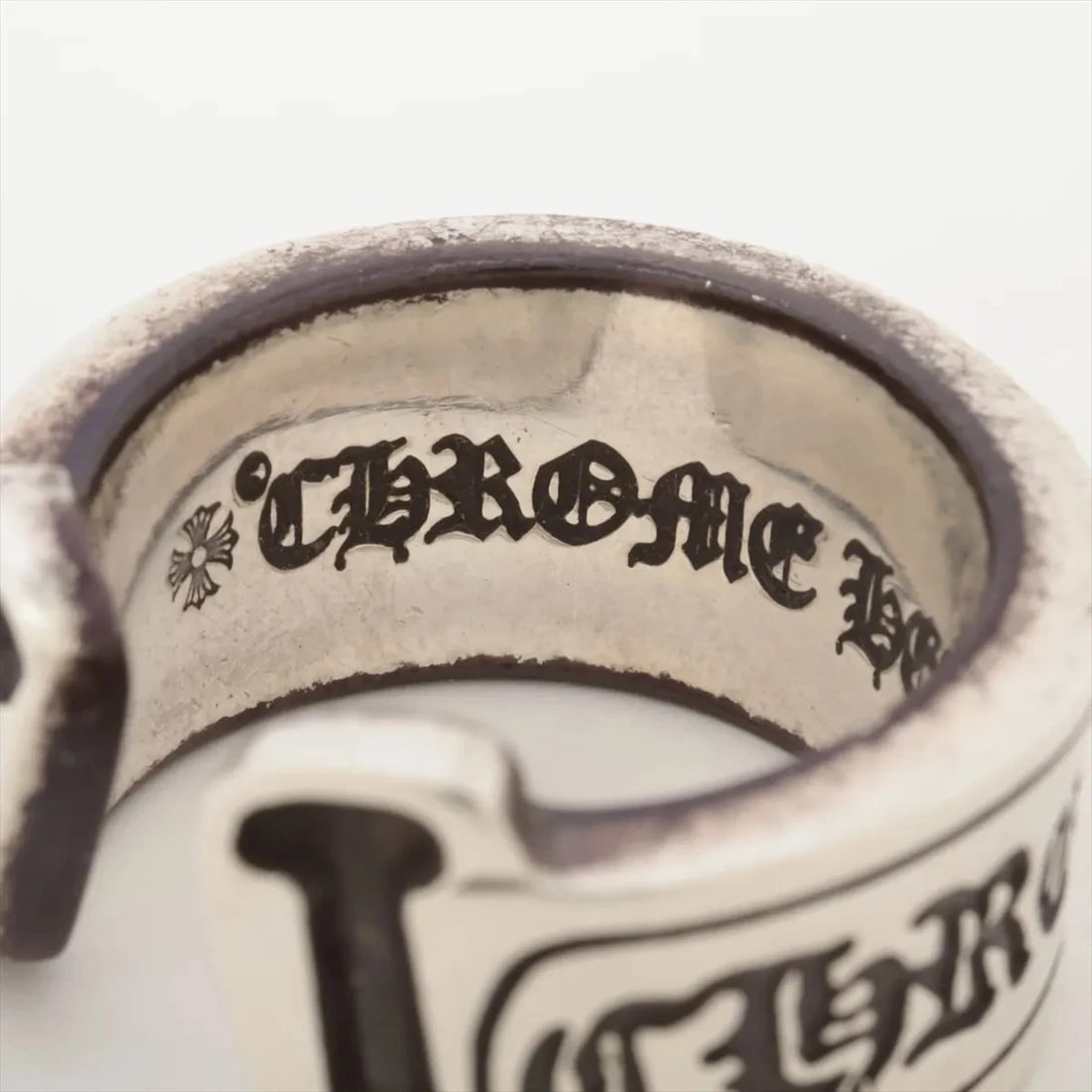 CHROME HEARTS LARGE SCROLL LABEL RING - 2