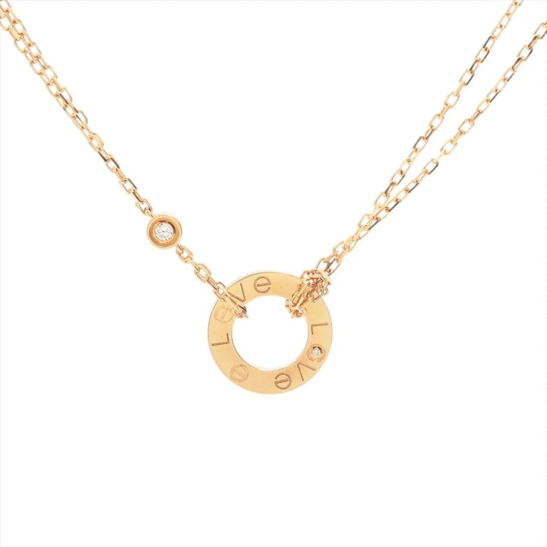 CARTIER LOVE CIRCLE DIAMOND NECKLACE 750(YG): Cartier Love Circle diamond Necklace 750(YG) Brand: Cartier Type/Style: Necklace Material: 750(YG), Main Stone/Creation Natural Color: Not Specified Size: (CM) Chain length:41.2 (Inch) Chain