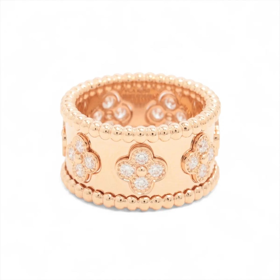 VAN CLEEF & ARPELS PERRELET CLOVER DIAMOND RING 750(PG): Van Cleef & Arpels PERRELET Clover diamond Ring 750(PG) Brand: Van Cleef & Arpels Type/Style: Ring Material: 18k Pink Gold, Main Stone/Creation Natural Color: Not Specified Size: 4.75 - 5 US