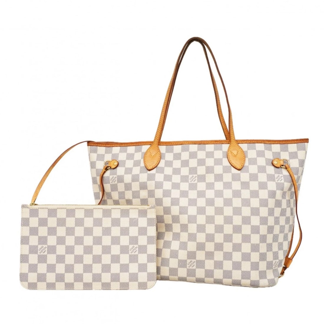 LOUIS VUITTON DAMIER AZUR NEVERFULL MM TOTE BAG: Louis Vuitton Damier Azur Neverfull MM Tote Bag Brand: Louis Vuitton Type/Style: Tote bag Material: None Color: White Size: (HxWxD) 29cm x 32cm x 16cm / 11.41'' x 12.59'' x 6.29'' Accessories: Non