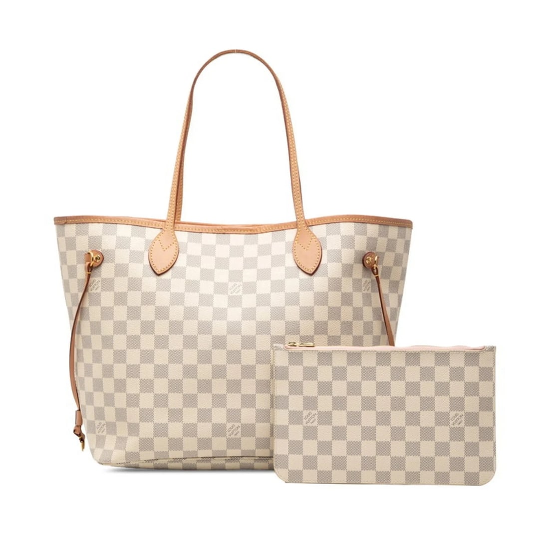 LOUIS VUITTON DAMIER AZUR NEVERFULL MM TOTE BAG: Louis Vuitton Damier Azur Neverfull MM Tote Bag Brand: Louis Vuitton Type/Style: Tote bag Material: PVC , Leather Color: Azur, White Size: (HxWxD) 28cm x 44cm x 15.5cm / 11.02'' x 17.32'' x 6.1''