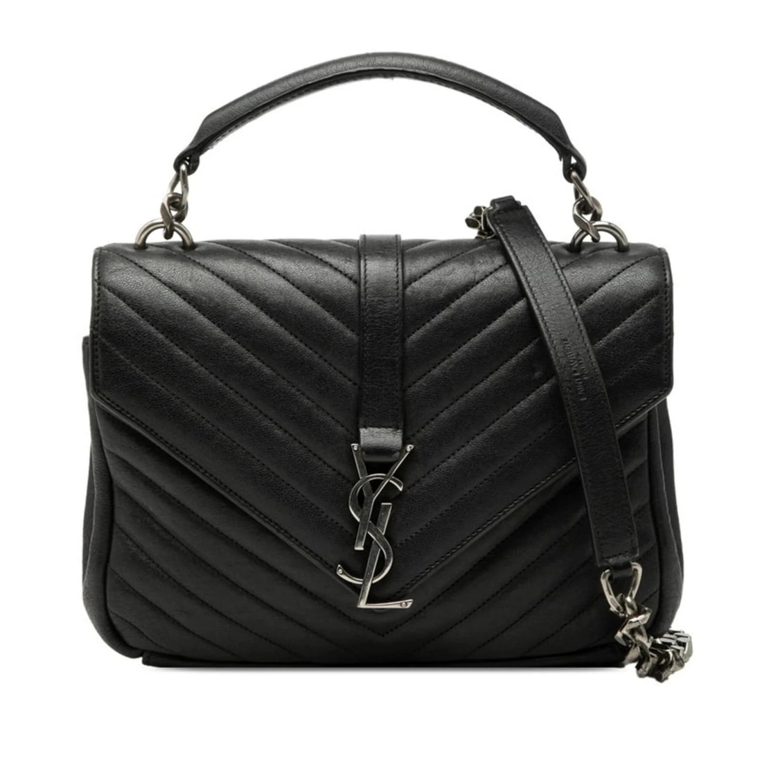 SAINT LAURENT COLLEGE HANDBAG SHOULDER BAG: Saint Laurent College Handbag Shoulder Bag Brand: Saint Laurent Type/Style: Handbag, Shoulder bag Material: Leather Color: Black Size: (HxWxD) 16cm x 24cm x 5.5cm / 6.29'' x 9.44'' x 2.16''