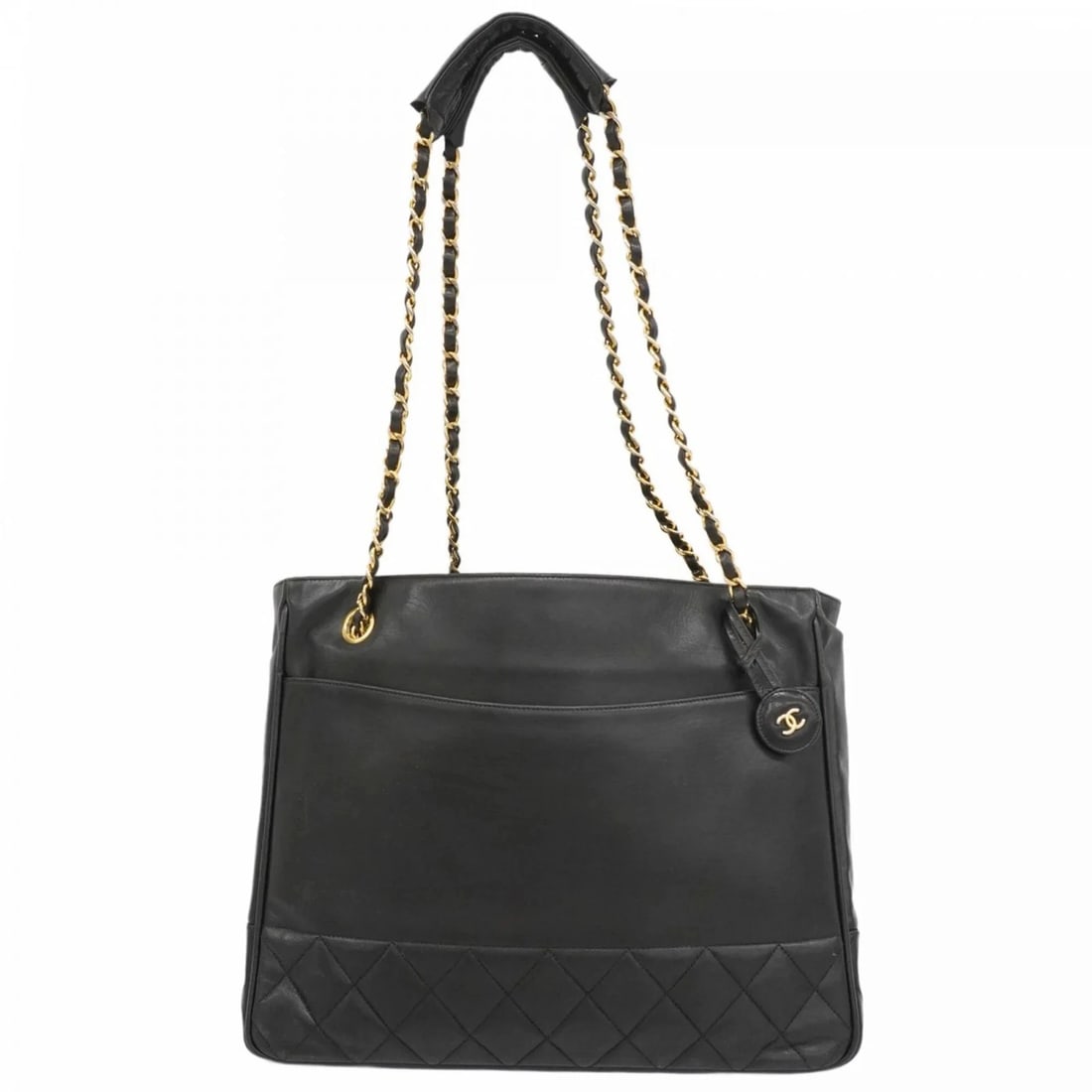 CHANEL MATELASSÉ CHAIN SHOULDER BAG, LAMBSKIN: Chanel Matelassé Chain Shoulder Bag, Lambskin Brand: Chanel Type/Style: Shoulder bag Material: Leather Color: Black Size: (HxWxD) 26cm x 31cm x 7cm / 10.23'' x 12.2'' x 2.75'' Accessories: None