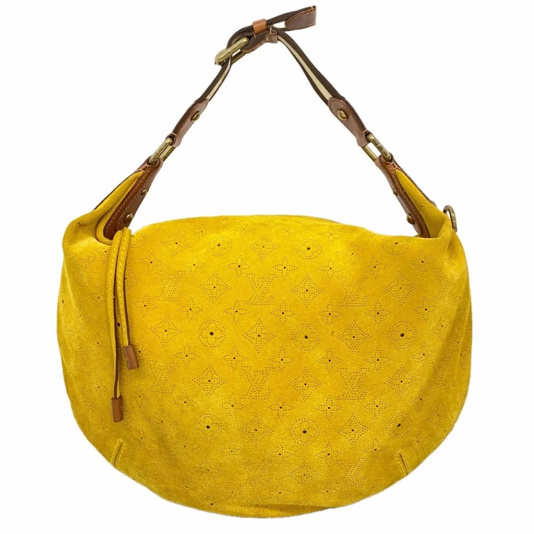 LOUIS VUITTON SHOULDER BAG MONOGRAM SUEDE: Louis Vuitton Shoulder Bag Monogram Suede Brand: Louis Vuitton Type/Style: Shoulder bag Material: None Color: Mais Size: (HxWxD) 33cm x 44cm x 12.5cm / 12.99'' x 17.32'' x 4.92'' Accessories: None