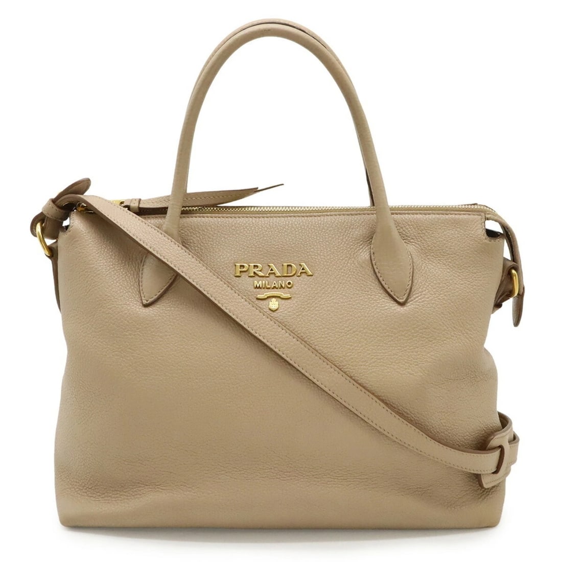 PRADA VIT.DAINO HANDBAG, TOTE BAG, SHOULDER: Prada VIT.DAINO handbag, tote bag, shoulder Brand: Prada Type/Style: Handbag, Shoulder bag, Tote bag Material: Leather Color: Beige Size: (HxWxD)24cm x 30.5cm x 14cm / 9.44'' x 12'' x 5.51'' Acces