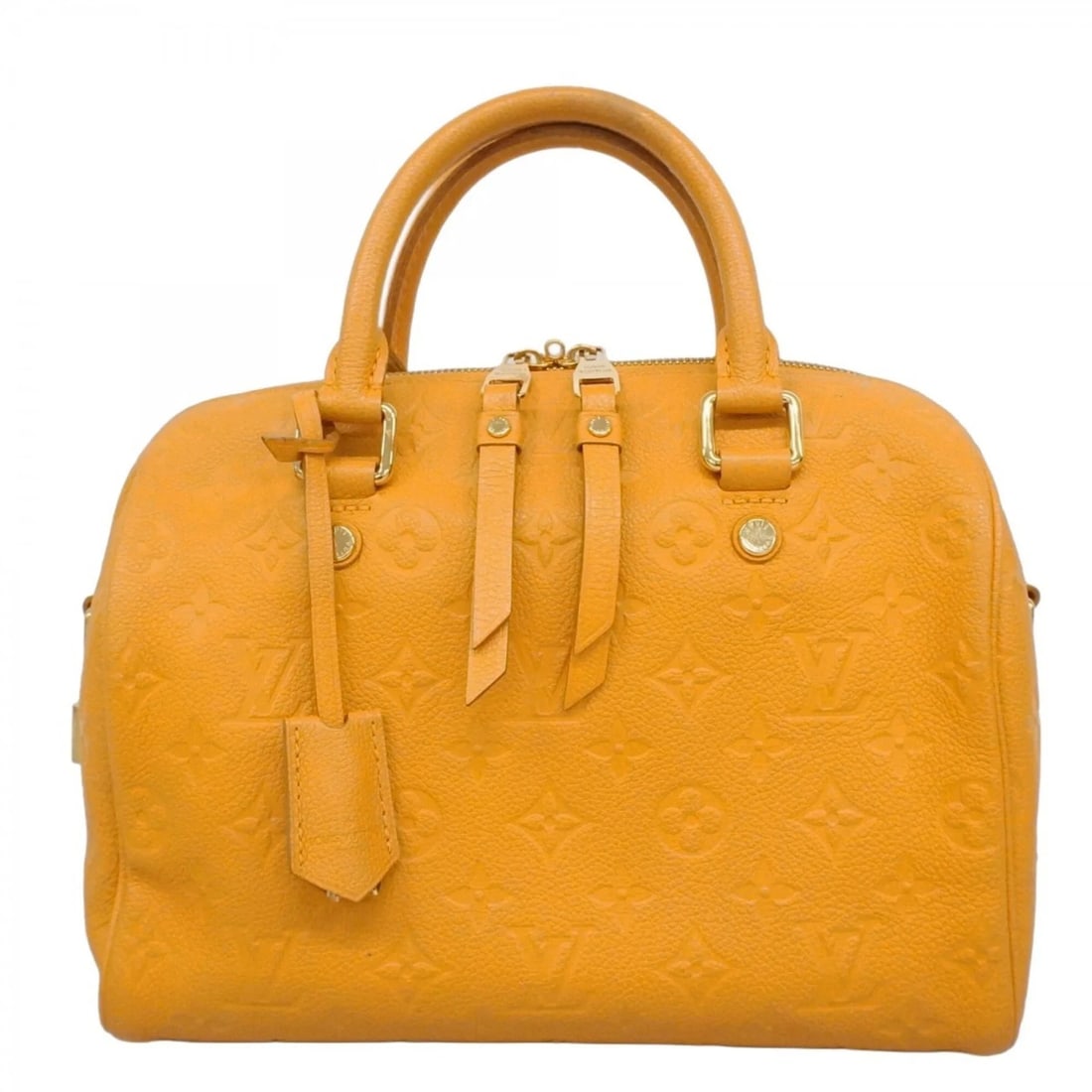 LOUIS VUITTON MONOGRAM EMPREINTE SPEEDY BANDOULIÈRE 25 HANDBAG: Louis Vuitton Monogram Empreinte Speedy Bandoulière 25 Handbag Brand: Louis Vuitton Type/Style: Handbag Material: None Color: Saffron Size: (HxWxD) 19cm x 25.5cm x 15cm / 7.48'' x 10.03'' x 5.9''