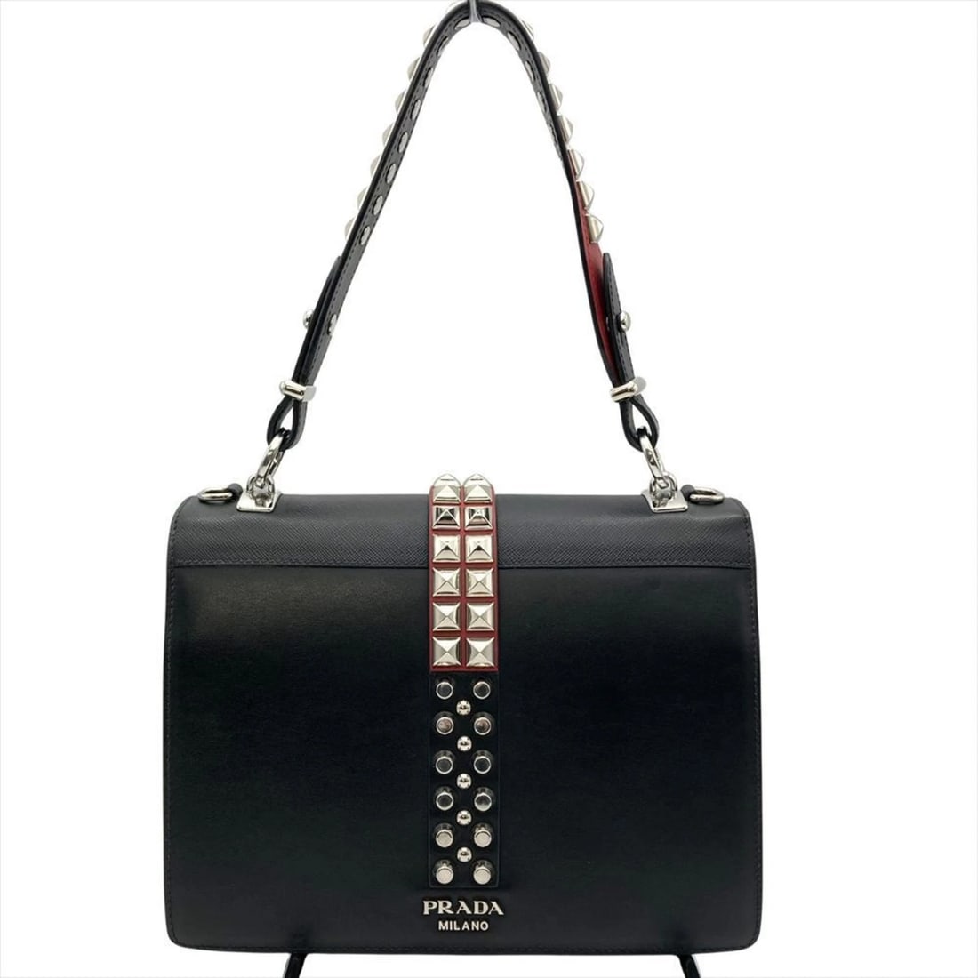 PRADA PRADA STUDDED SHOULDER BAG 2-WAY - 2
