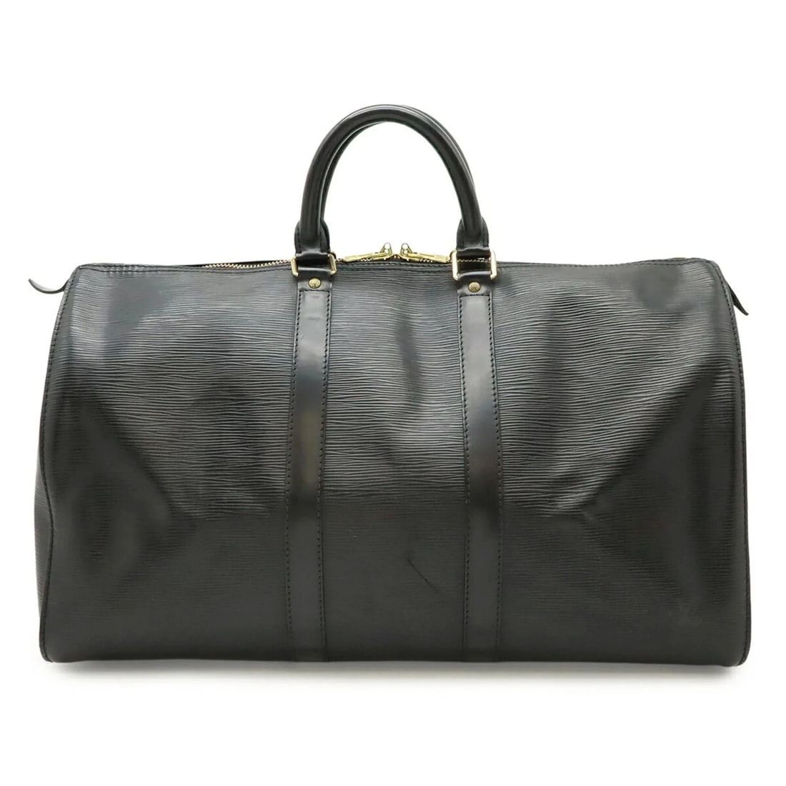 LOUIS VUITTON EPI LEATHER KEEPALL 45 BOSTON BAG: LOUIS VUITTON Epi Leather Keepall 45 Boston Bag Brand: Louis Vuitton Type/Style: Boston bag Material: Epi leather Color: Black, Noir Size: (HxWxD) 27.5cm x 47cm x 20.5cm / 10.82'' x 18.5'' x 8.07''