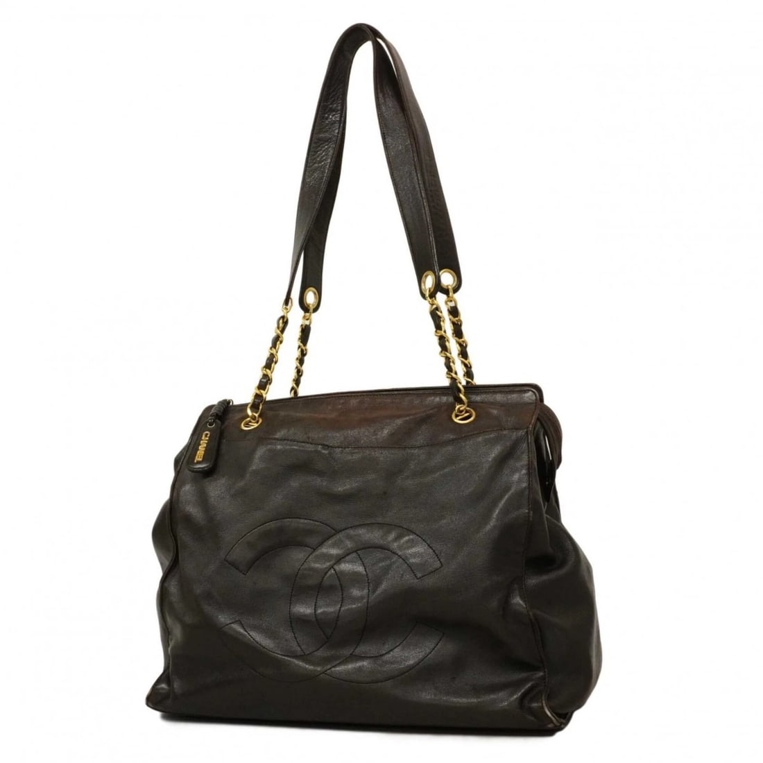 CHANEL LAMBSKIN TOTE BAG, BLACK: Chanel Lambskin Tote Bag, Black Brand: Chanel Type/Style: Tote bag Material: Leather Color: Black Size: (HxWxD) 32cm x 35.5cm x 18.5cm / 12.59'' x 13.97'' x 7.28'' Accessories: None Access