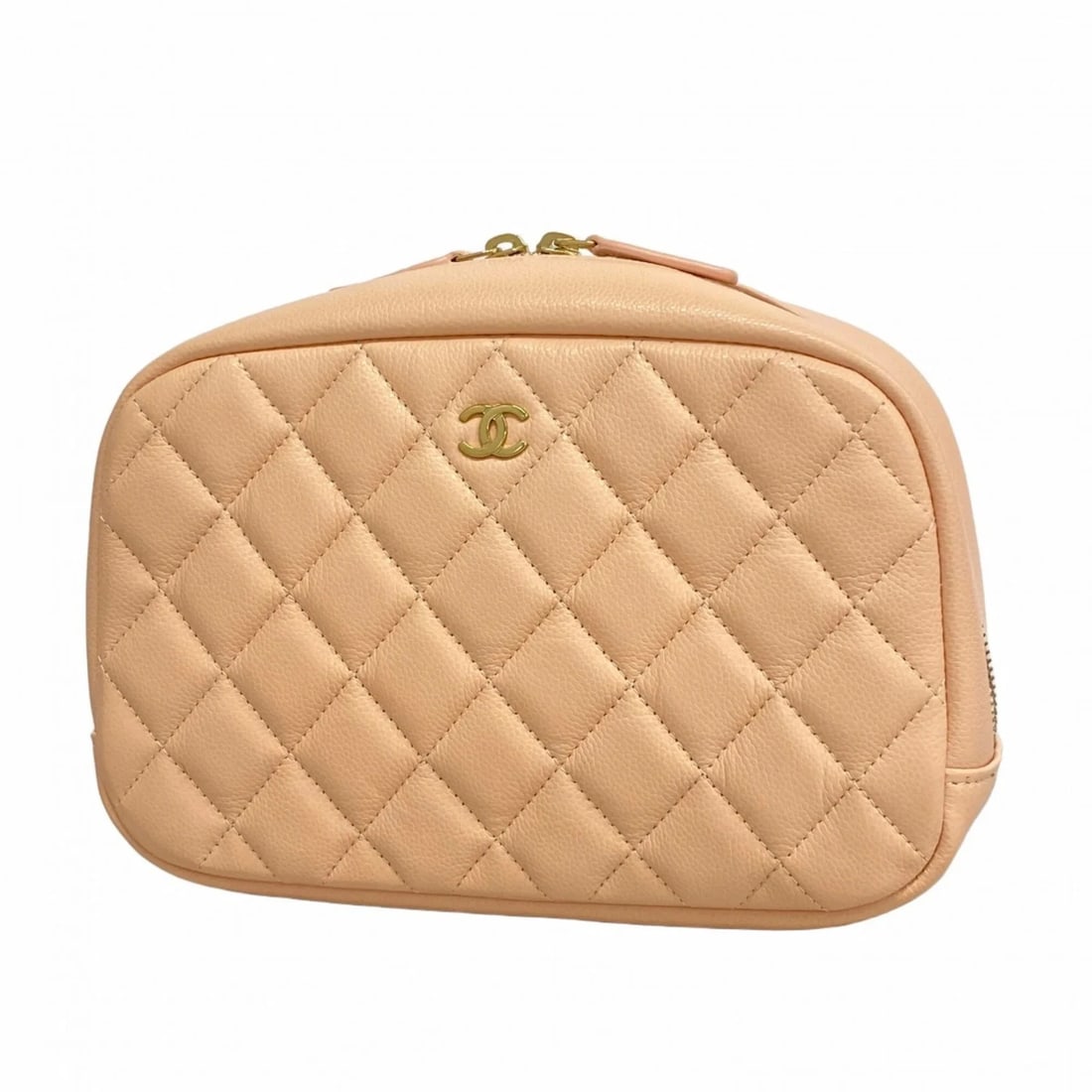CHANEL MATELASSÉ BAG/POUCH, CAVIARSKINLEATHER: Chanel Matelassé Bag/Pouch, CaviarSkinLeather Brand: Chanel Type/Style: Pouch Material: Grained Calfskin Color: Pink Size: (HxWxD) 15.5cm x 21cm x 7cm / 6.1'' x 8.26'' x 2.75'' Accessories: None