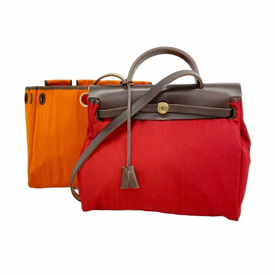 HERMES HERBACK TOILE OFFICIER HANDBAG: Hermes Herback Toile Officier handbag Brand: Hermes Type/Style: Handbag Material: Toile officier Color: Brown Size: (HxWxD) 26cm x 31cm x 11cm / 10.23'' x 12.2'' x 4.33'' Accessories: None