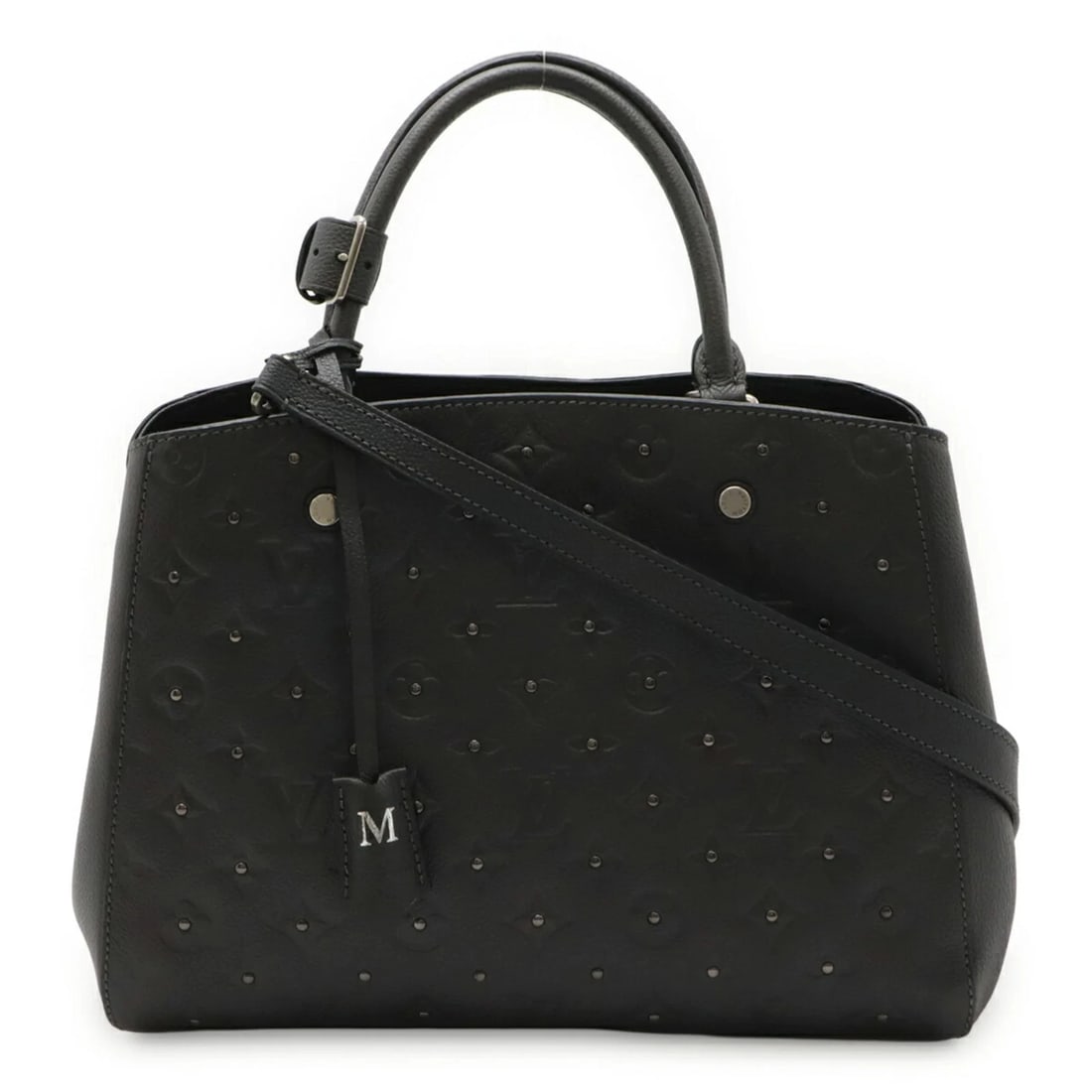LOUIS VUITTON MONOGRAM EMPREINTE MONTAIGNE MM HANDBAG/SHOULDER BAG: LOUIS VUITTON Monogram Empreinte Montaigne MM Handbag/Shoulder Bag Brand: Louis Vuitton Type/Style: Handbag, Shoulder bag Material: Monogram Empreinte Color: Black, Noir Size: (HxWxD) 22cm x 15.5cm / 