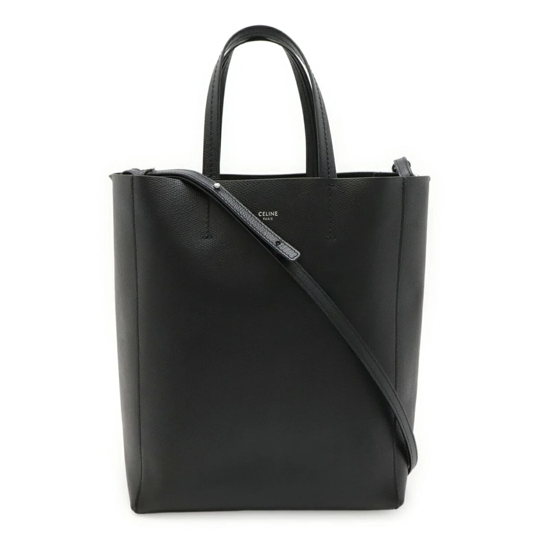 CELINE VERTICAL CABAS SMALL TOTE BAG, HANDBAG/SHOULDER BAG: CELINE Vertical Cabas Small Tote Bag, Handbag/Shoulder Bag Brand: Celine Type/Style: Handbag, Shoulder bag, Tote bag Material: Leather Color: Black Size: (HxWxD) 27.5cm x 23cm x 10.5cm / 10.82'' x 9.0