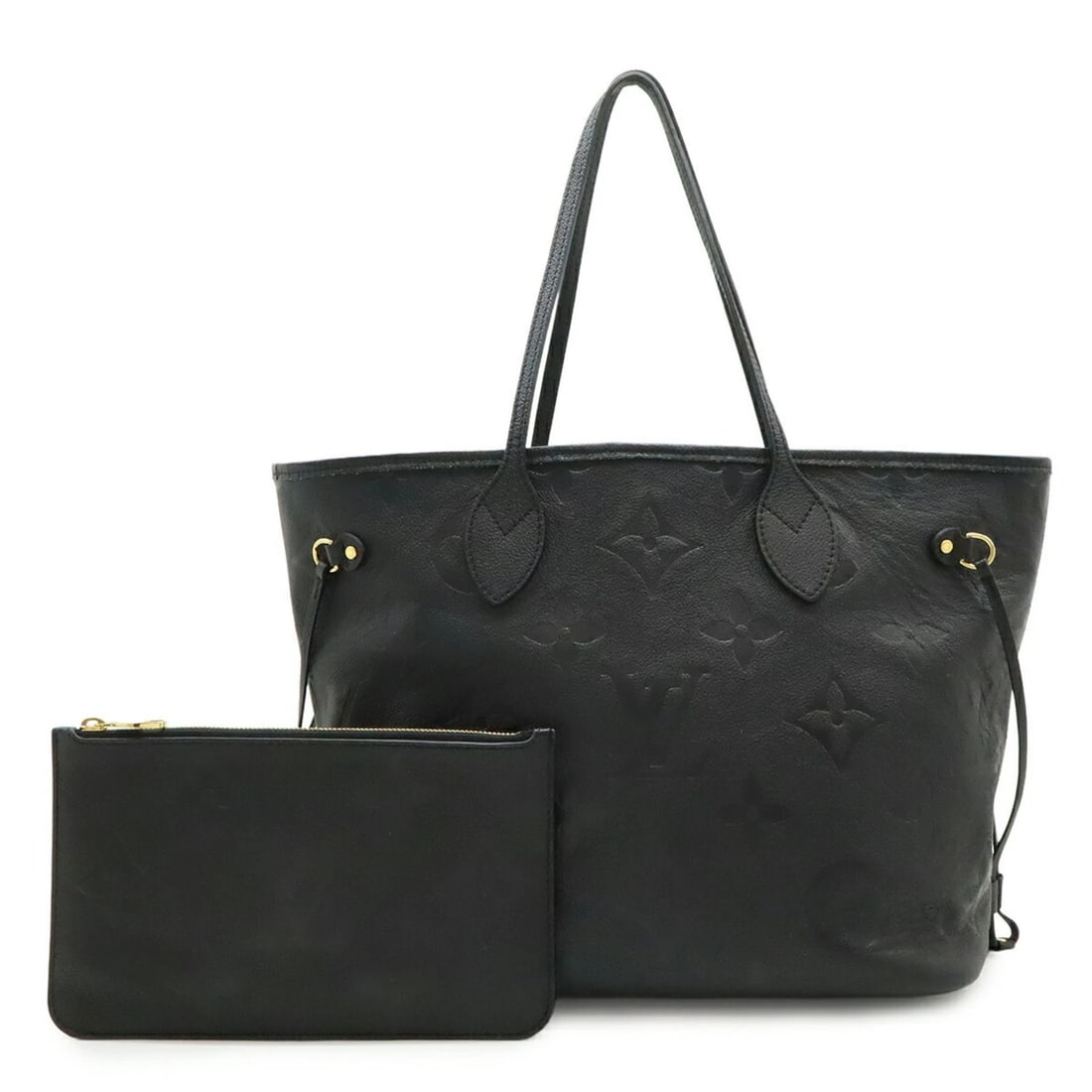 LOUIS VUITTON MONOGRAM EMPREINTE NEVERFULL MM TOTE BAG: Louis Vuitton Monogram Empreinte Neverfull MM Tote Bag Brand: Louis Vuitton Type/Style: Pouch, Shoulder bag, Tote bag Material: Monogram Empreinte Color: Noir Size: (HxWxD) 29cm x 15.5cm / 11.41'' x 6