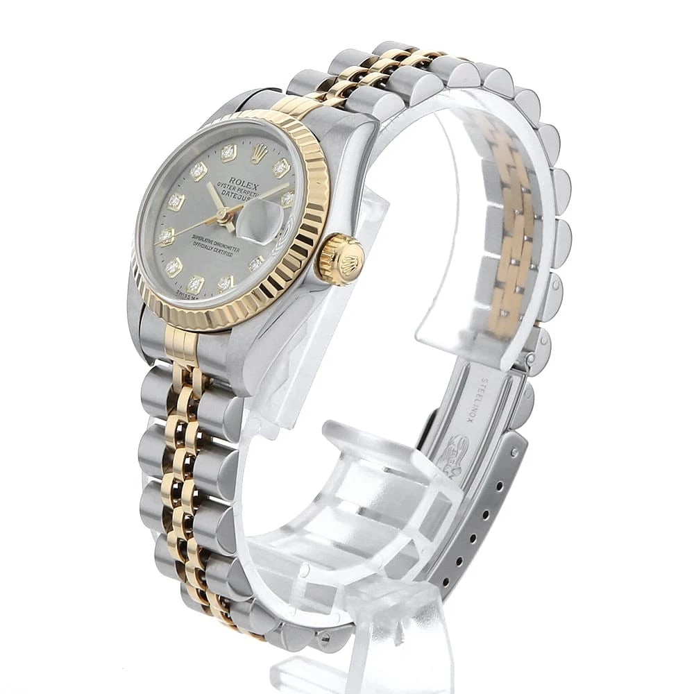 ROLEX DATEJUST DIAMOND GRAY PRINT COMPUTER WATCH - 2