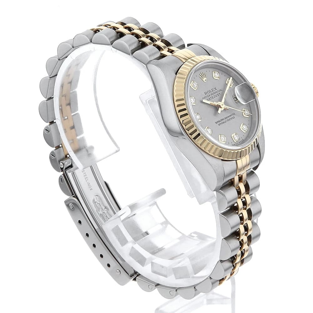 ROLEX DATEJUST DIAMOND GRAY PRINT COMPUTER WATCH - 3