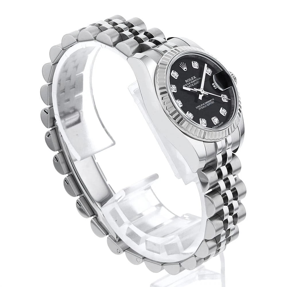 ROLEX DATEJUST DIAMOND BLACK WATCH - 3